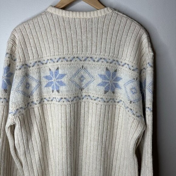 Vintage Robert Bruce Sweater Mens XL Tall Snowflake Fair Isle Festive Grandpa - Picture 8 of 11